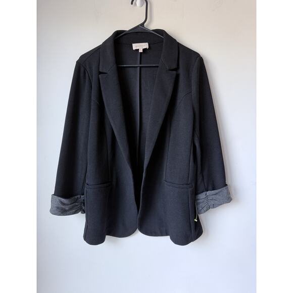 Skies Are Blue Jackets & Blazers - Skies Are Blue Asa Knit Blazer Womens XL Black Pockets Open Front Stretch